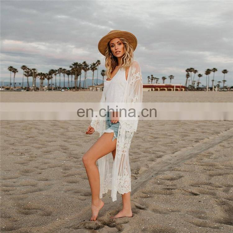 2019 New Women Chiffon Kimono Lace Loose Cardigan Bikini Cover Up Wrap Beachwear Beach Dress Beach Cover Up Pareo Robe De Plage