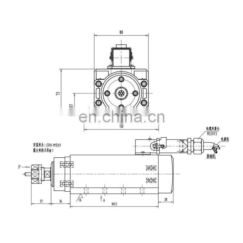 HONGJUN 220V 4 Ceramic bearing Square 2.2kw Air cooled spindle motor ER20 runout-off 0.01mm CNC Engraving milling grind