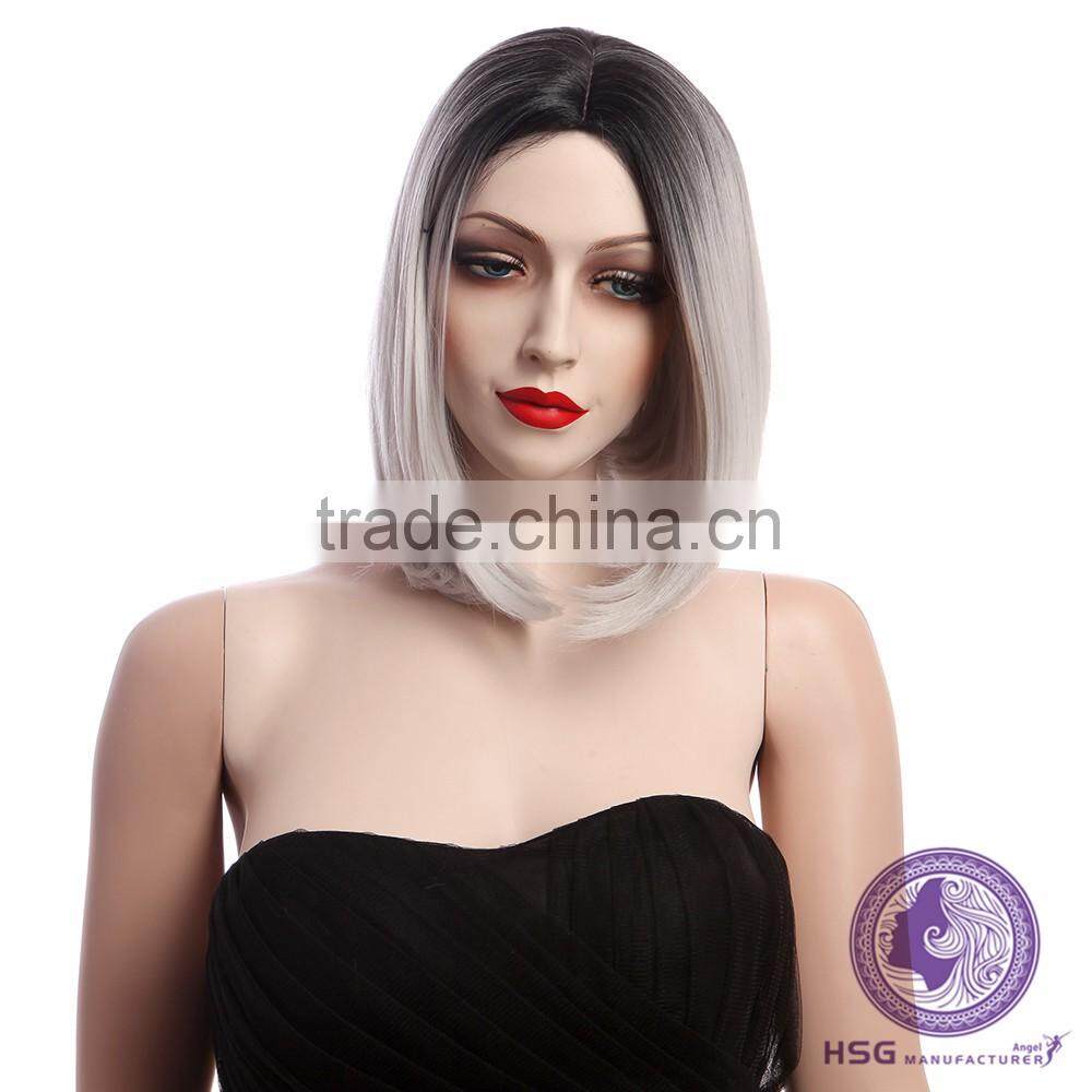 new fashion wig fashion grandma gray Bob wig