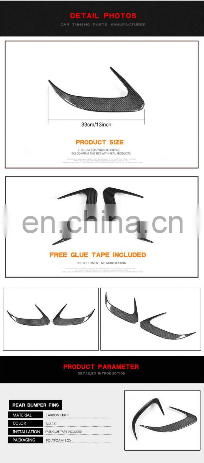 Carbon fiber W218 Rear Bumper Vents Trim for Mercedes Benz CLS400 CLS500 CLS550 CLS63 AMG 15-17