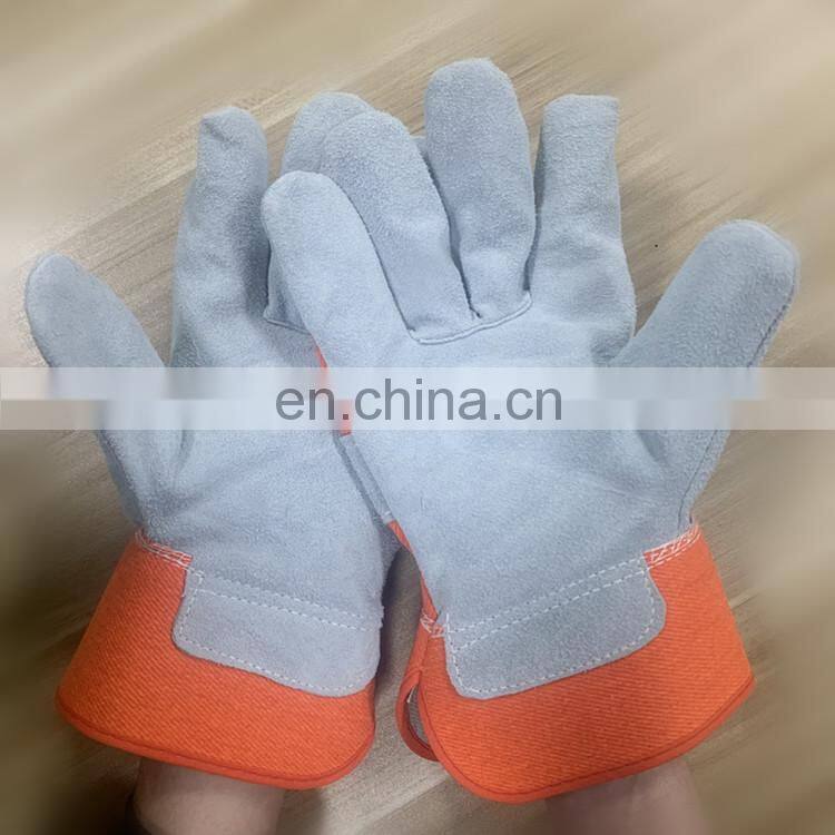 HY Superior Synthetic Safety Leather Gloves Leather Fitters Anti Shock Welding Gloves Orange