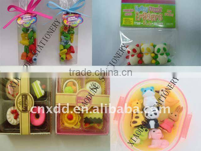 3d pencil topper gift package shaped eraser color set