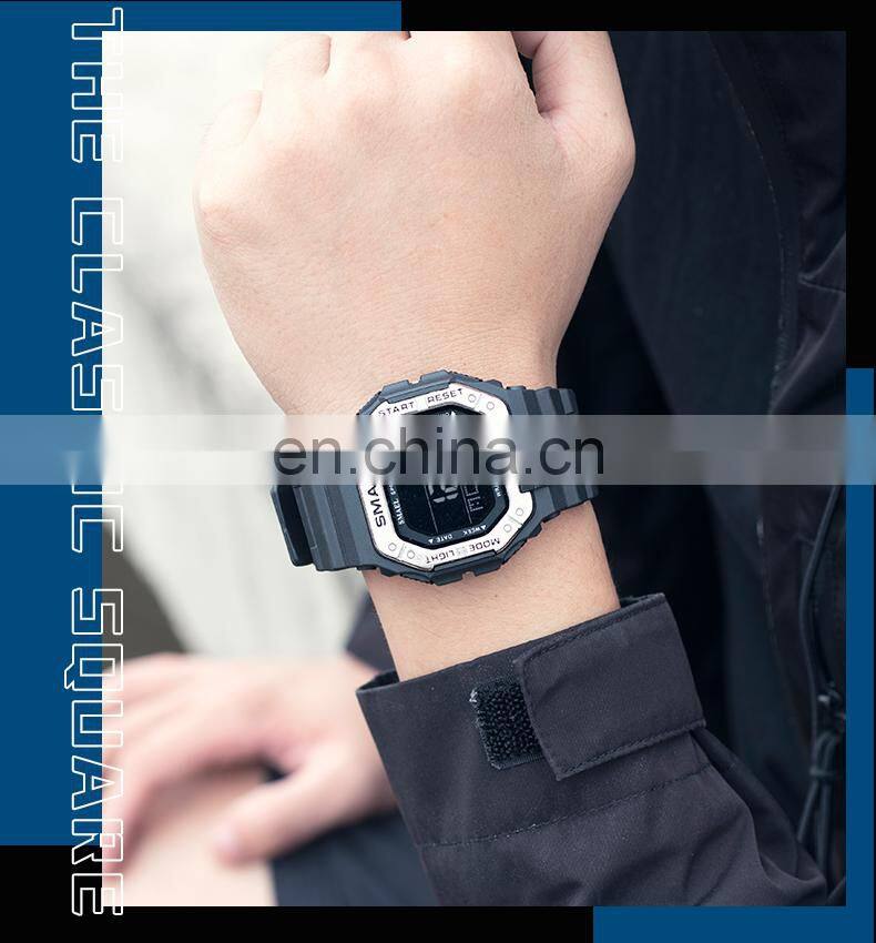 SMAEL 8059 Digital Watch Men Sports Waterproof Stopwatch Alarm Clock Rubber Strap Military Wristwatches Watches Led Digital