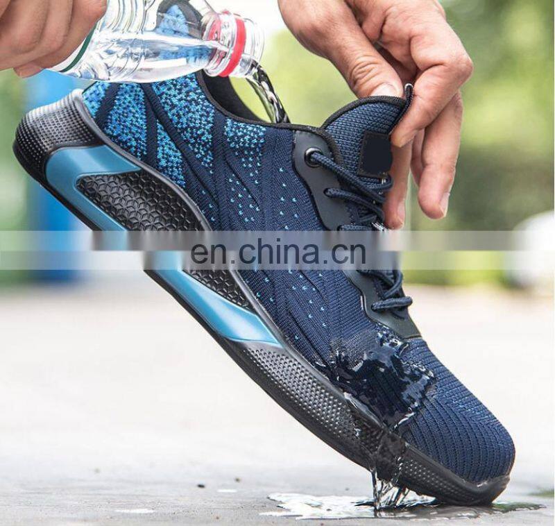 Breathable light weight comfort flying woven zapatos de seguridad de trabajo sneaker shoe safety