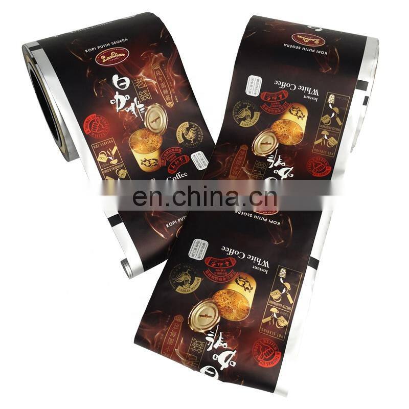 Automatic sachet packaging roll film food grade plastic laminated aluminum foil film white coffee bags custom printed rolls