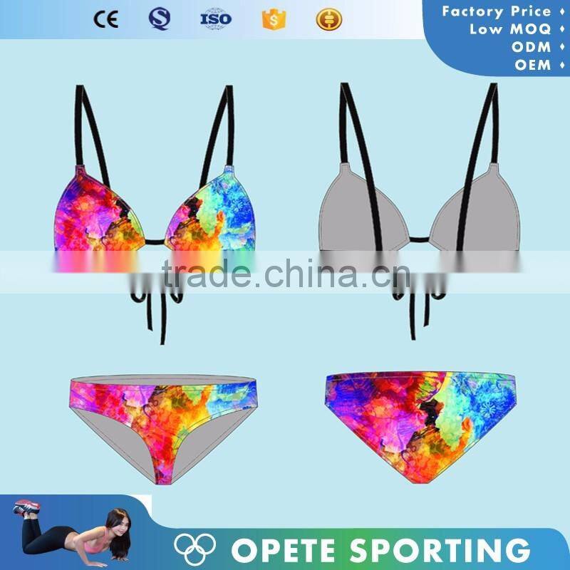 (OEM Factory)Sexy print stripe bikini swimwear two pieces fashion Bikini for girls bikini swimwear 2016