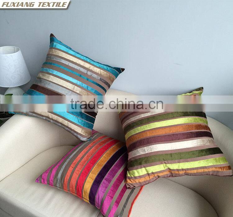 100% cotton velvet colorful strip pillow