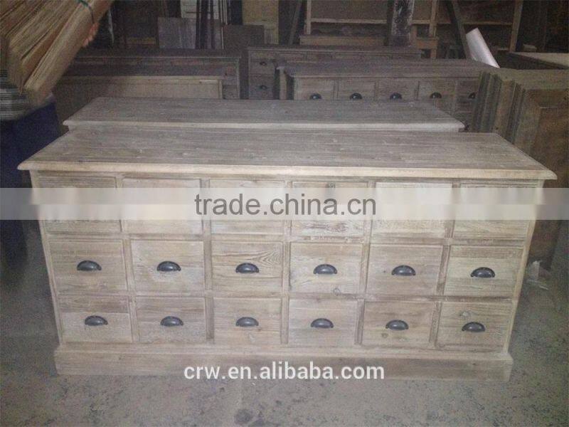 RE-1526 Vintage Living Room Furniture Recycled Elm Cabinet with 18 Drawers