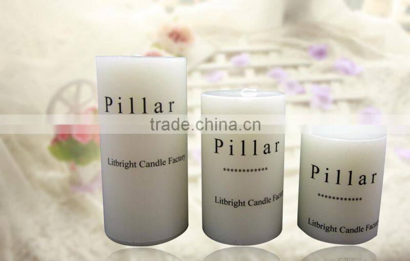 white solid pillar/ multi-colored solid pillar candle