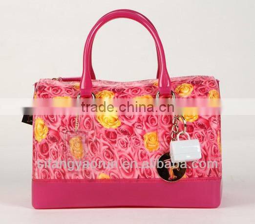 Latest fashionable flower bags/pvc handbags for lady
