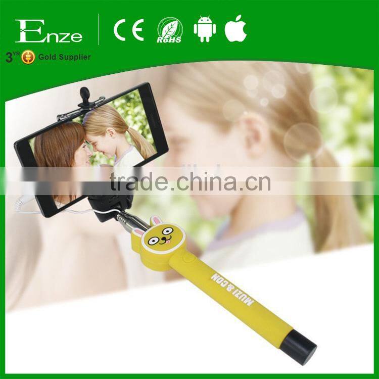 Customized cartoon design selfie stick / cartoon design selfie stick wire