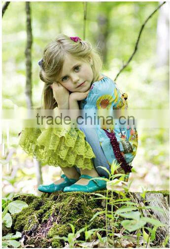 2014 New design Lace ruffle pants Girls Jeans Ruffle childrens boutique clothing