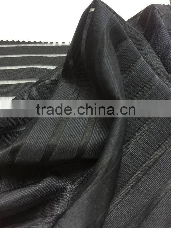 100 polyester stripe organza fabric for fashion cloth China supplier