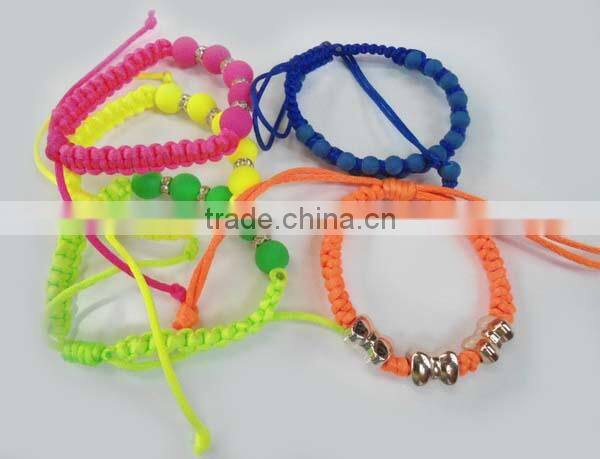 Neon color leather magnet bracelet with fireball