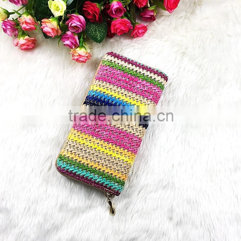 High Quality New Fashion Long Women Multicolor Cotton Frabric Wallet