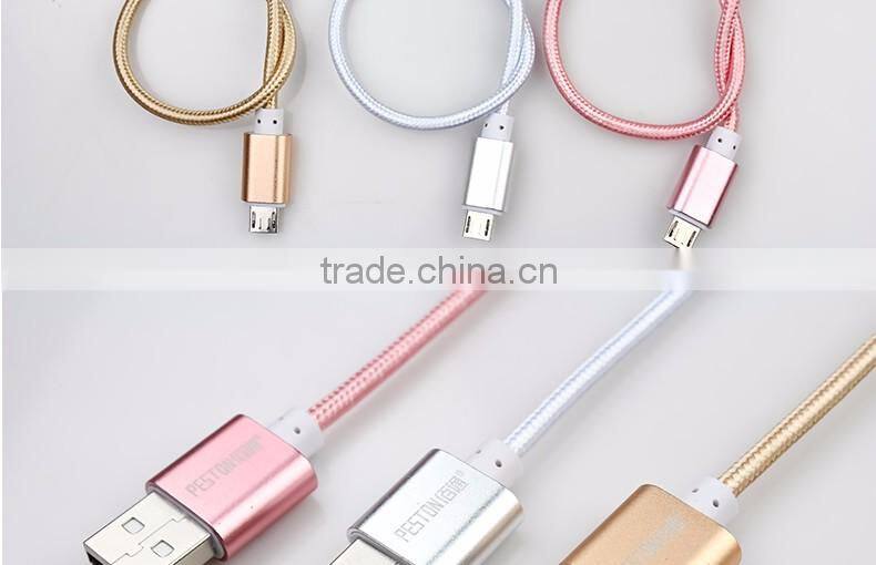 25CM Mini Nylon Metal Micro USB Cable Colorful Mobile Phone Cable for iPhone/Android/Type C