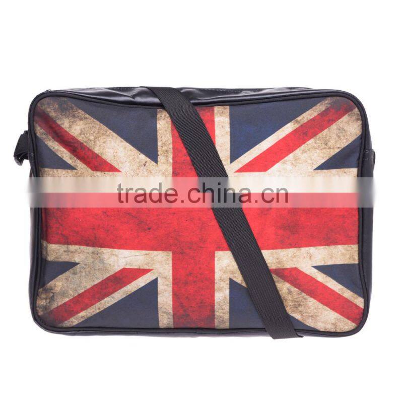 2016 hot fashion 3D retro Union Jack the Union Flag printing one side leather courier bags Shoulder bag message bags