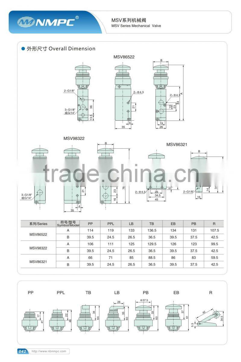 MOV series mechanical pneumatic button air valve
