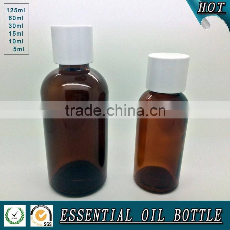 New design amber glass essential oil bottle with plastic cap