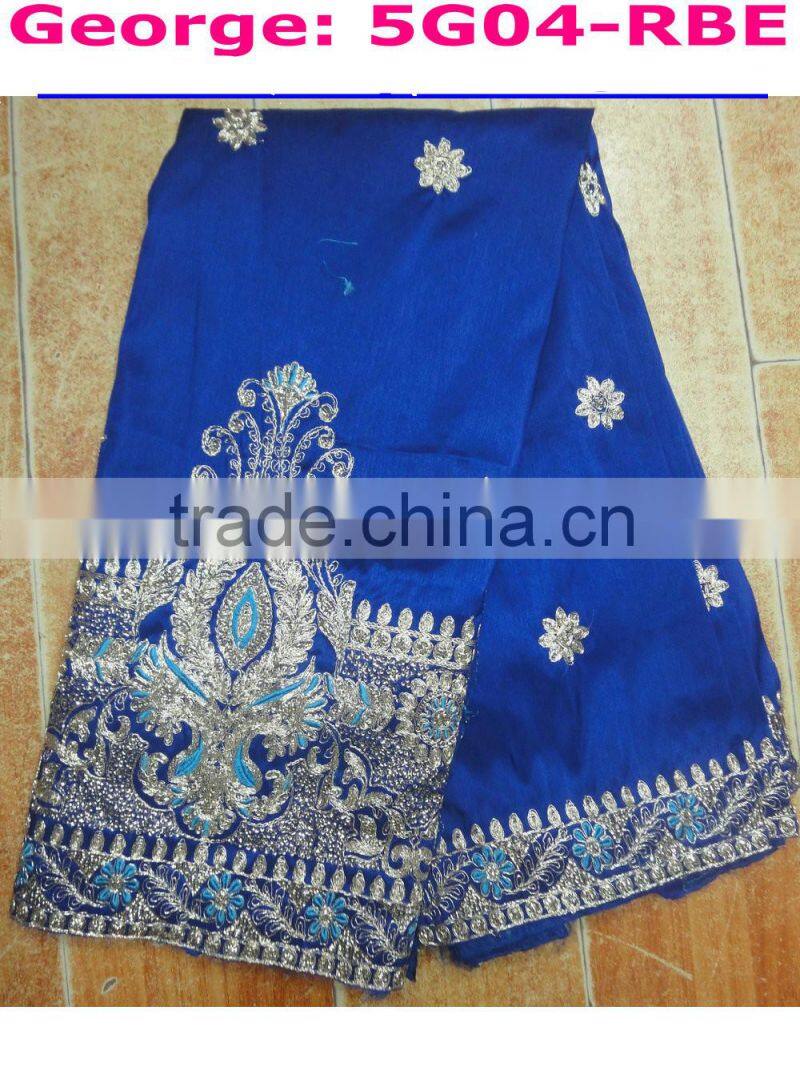 blue silk george lace for lady clothing