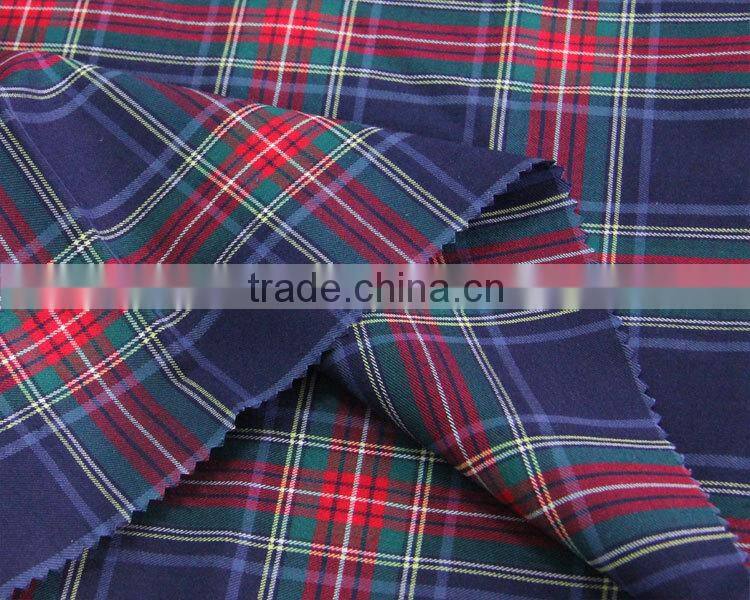 2015 new design cotton spandex check twill lady blouse polyester elastane fabric