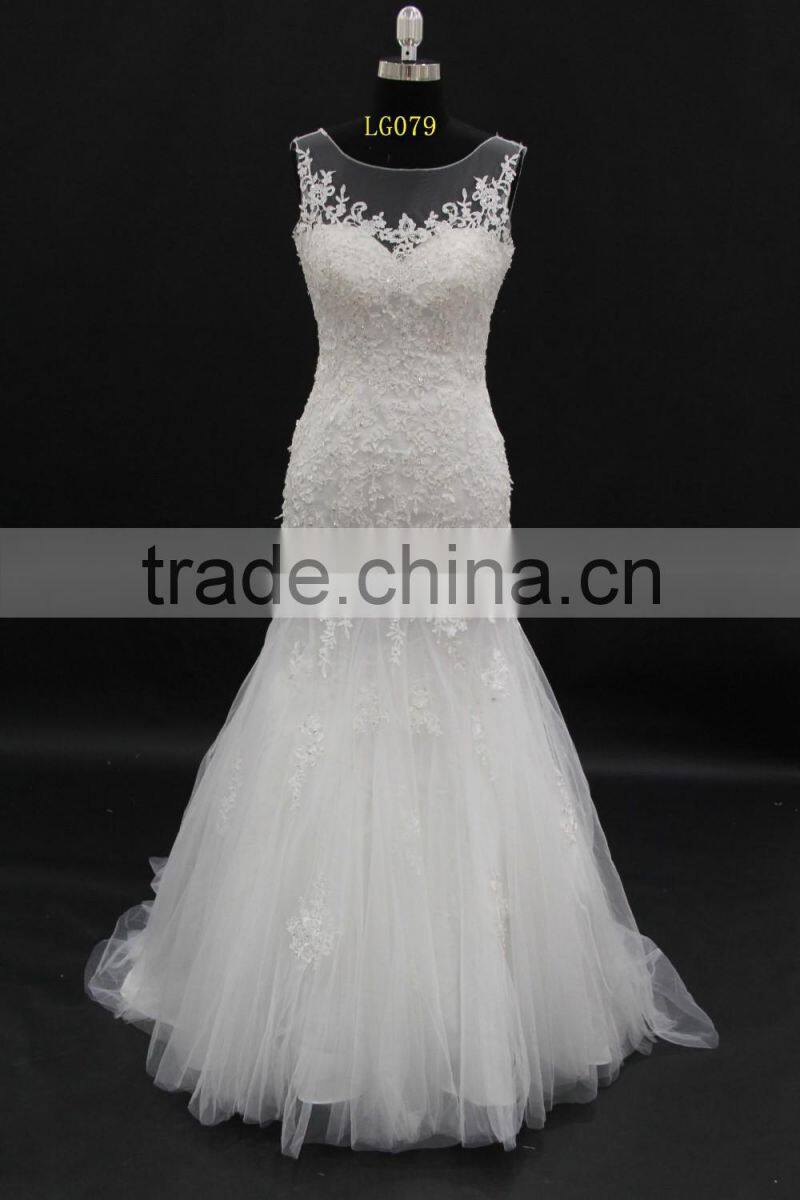 Best selling Alibaba wedding gown sexy low back lace up back sleeveless mermaid wedding dress