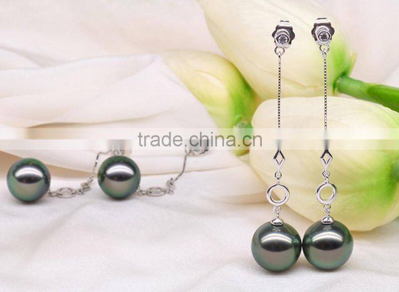 good design bridal jewelry 18k gold tahitian pearl drop earring for women