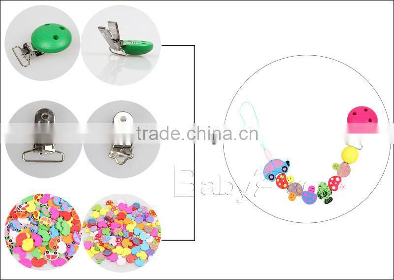 Baby DIY LETTERS Pacifier Holder Anti-out Chain Wooden Baby Pacifier Chain