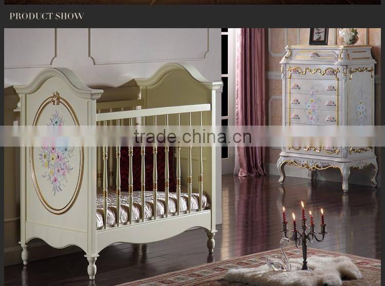 Italian classic design furniture French furniture baby bed green wooden baby bad