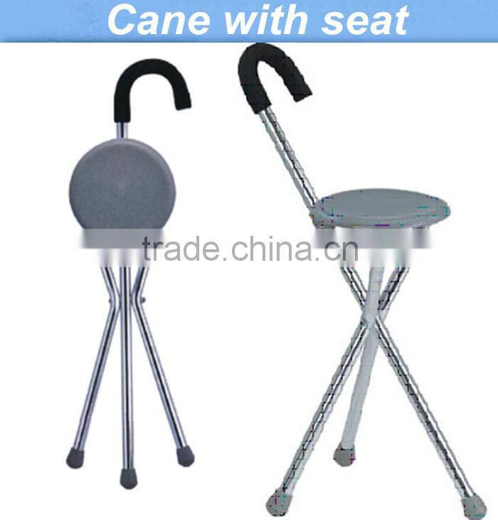 Folding nordic walking stick with seat