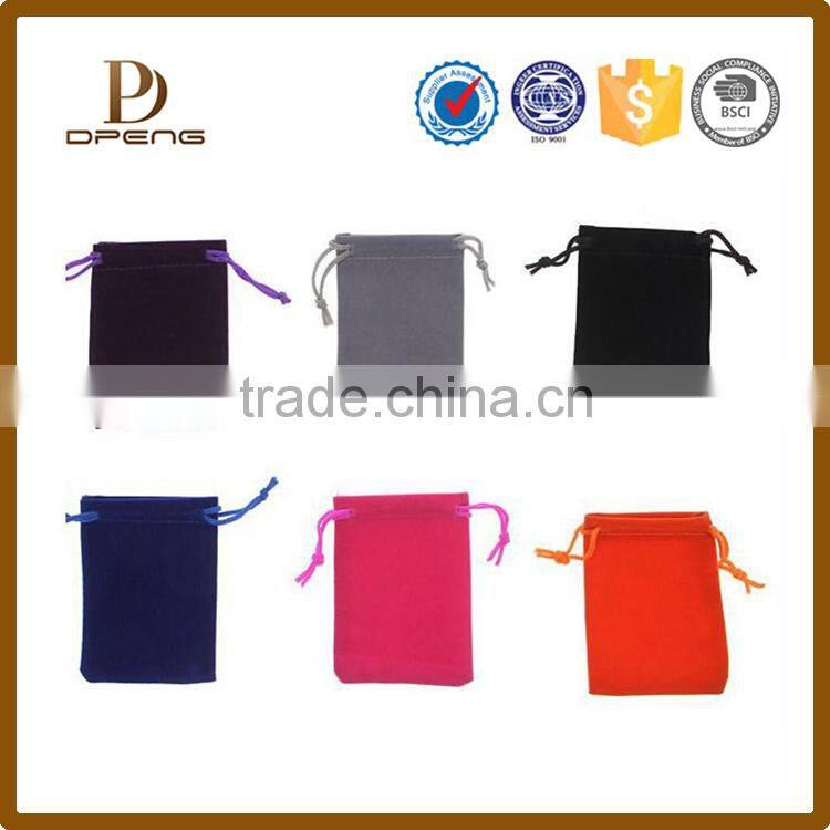 2014 Best selling Custom Double drawstring printed velvet pouch for jewelry