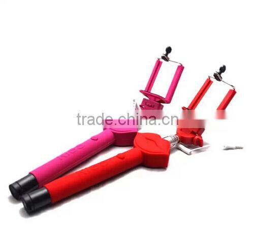 New Arrical Flexible Extendable Selfie Stick Kiss Style Monopod With Cable No Need Bluetooth