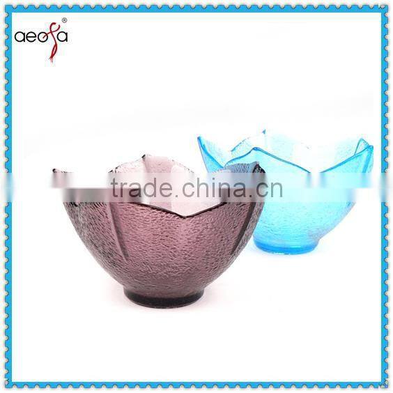 large flower shape clear fruit salad cheap glass salad bowls