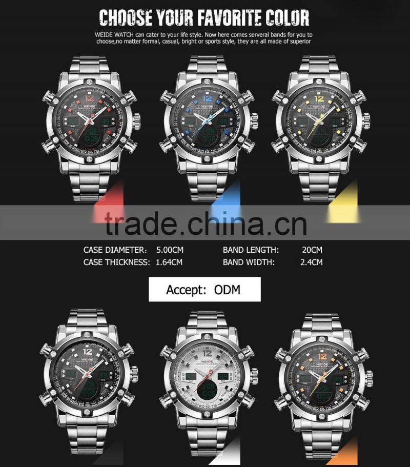 WEIDE Quartz Watches Men Male Dress Clock Luxury Brand Sport Waterproof Stopwatch Alarm Stylish Casual Clock