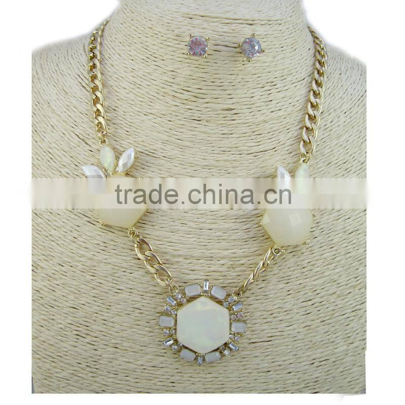 Latest design fashion stylish fake white stone jewelry set