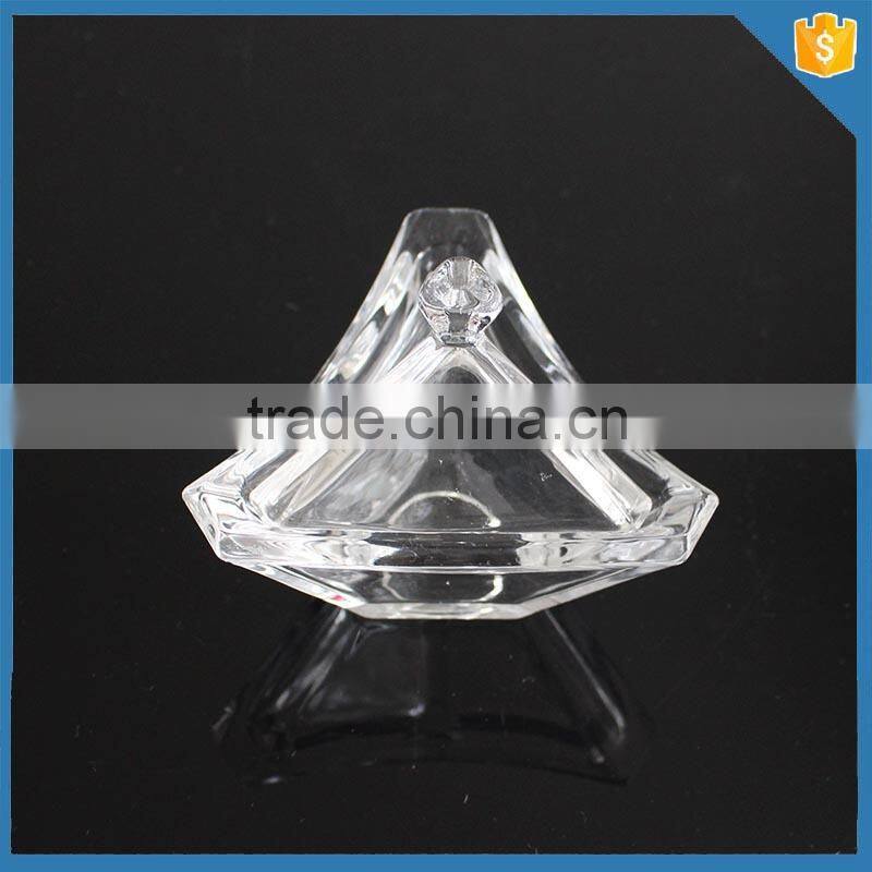 customized small decorative glass triangle candy jars with lids