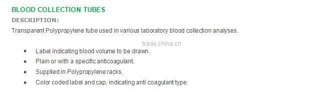 Disposable PET vacuum blood collection tubes
