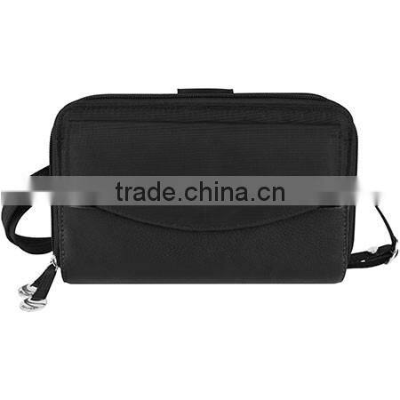 RFID block Double Zip Clutch Wallet