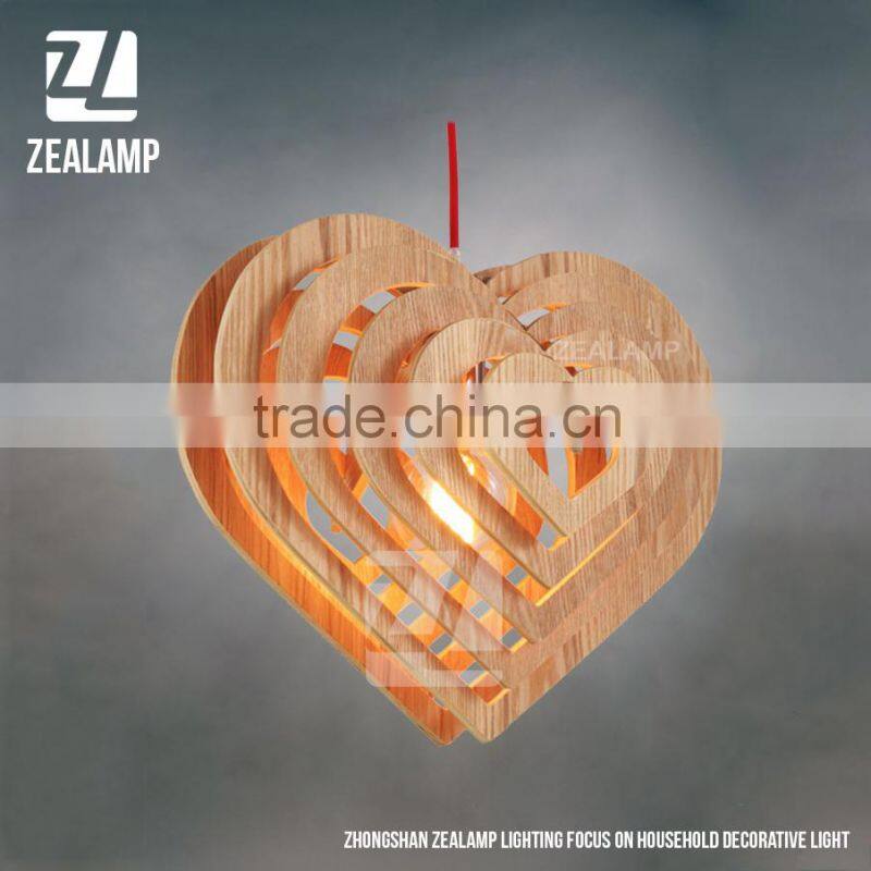 Nordic Creative Brief Wooden Pendant Lamps Heart Shape Living Room Bedroom Lighting Fixtures Holiday Living Christmas Lights