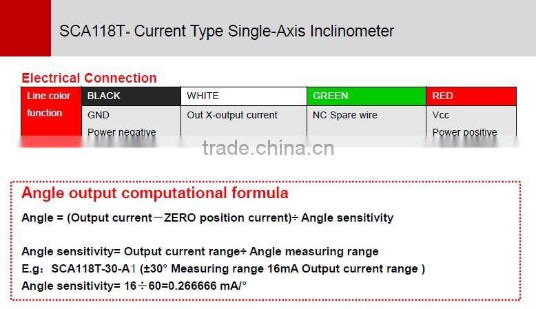single axis inclinometer sensor with analog current output can be +/-180deg range measurement
