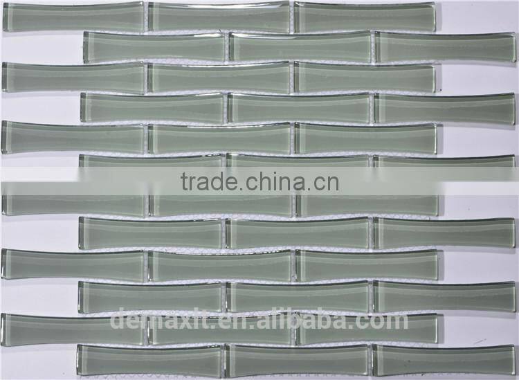 green color bamboo design crystal glass mosaic for swimming pools