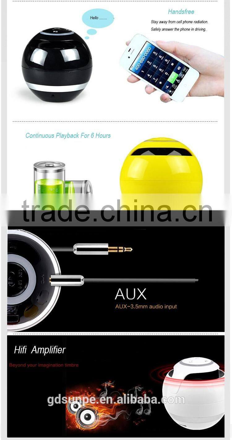 Hot new products for 2016 music player power amplifier ball shape LED mini bluetooth speaker with FM radio