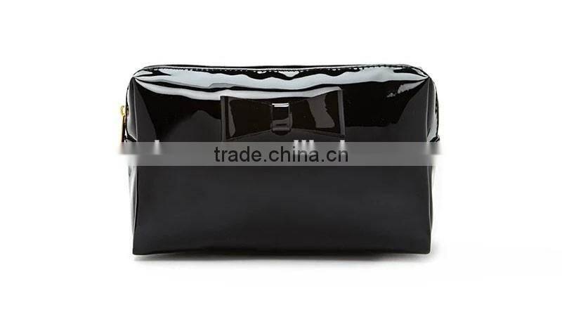 High quality black mirror leather cosmetic bag