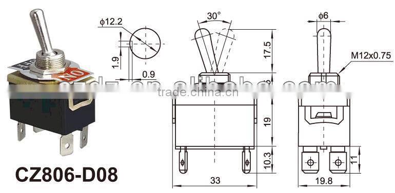 15A on-off double pole toggle switch,auto toggle switch,spring return on off toggle switch