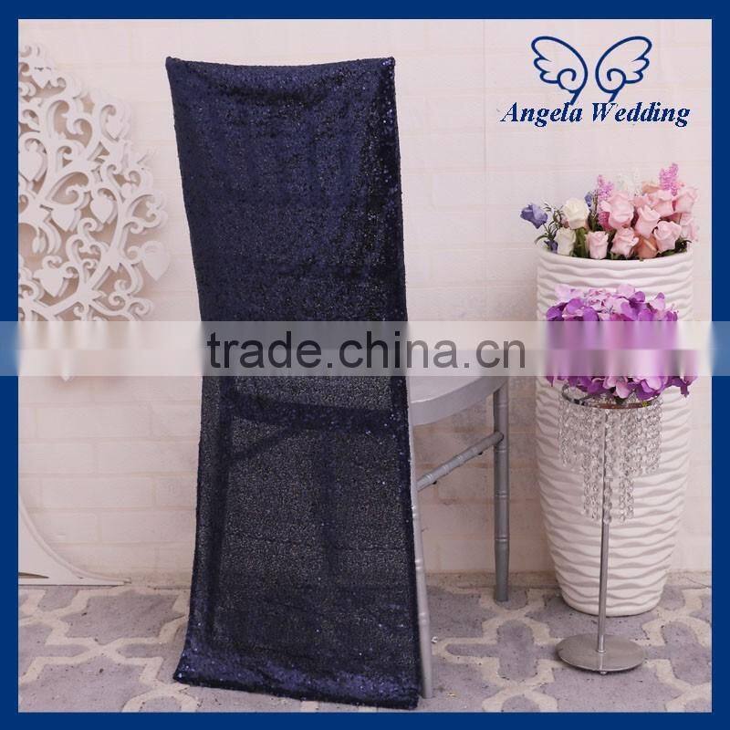 CH004D Discount cheap wedding metalic dark navy blue sequin chair cap