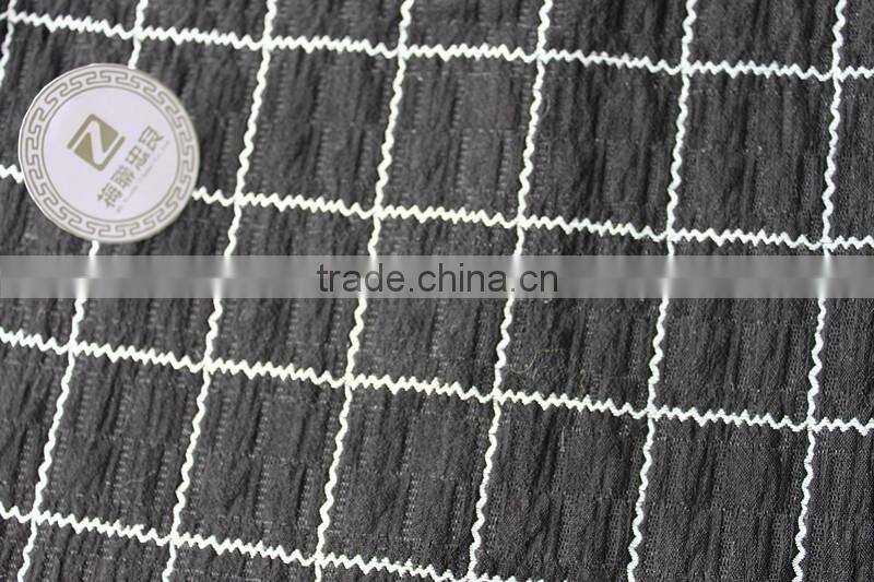 Jacquard fabric grid style cotton crepe