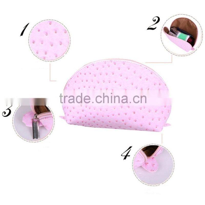 Set of 4 Portable Fashion PU Ostrich Grained Leather Makeup Cosmetic Pouch Bag