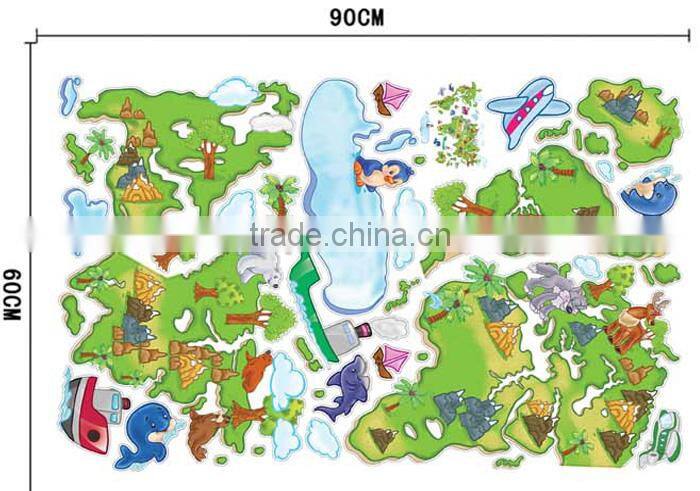 New Arrival Decorative Bedroom Plastic Wall Sticker World Map
