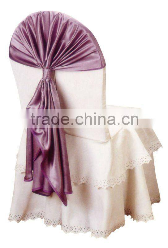 Cheap wholesale banquet chair cover wedding lace chair hood In White Color
