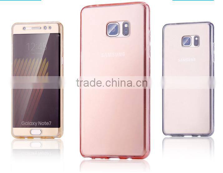 hot selling for galaxy note 7 tpu full cover case, 360 degree tpu protective case for samsung note 7